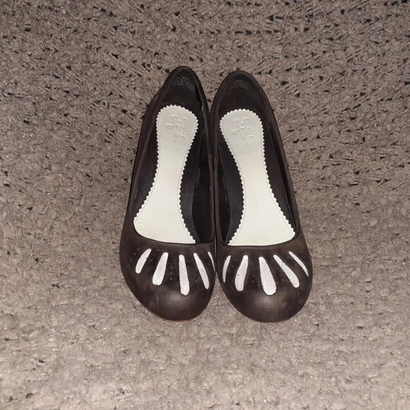 J SHOES-Fever-Brown Leather-Cream Canvas Cutout Pump-Pin-Up-Sz 9-Near Mint - Picture 3 of 7